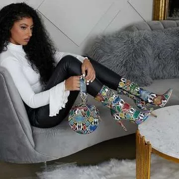 N++A Girls Womens Leopard Snake Print Fur Leather Round Square Crossbody Bag (B Snake Print) Medium