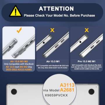 MOSISO Compatible with MacBook Air 13 inch Case 2025 2024 2023 2022 M3 A3113 M2 A2681, Plastic Hard Case&Keyboard Cover&Screen Film&Pouch Compatible with MacBook Air 13.6 inch Case, Crystal Clear