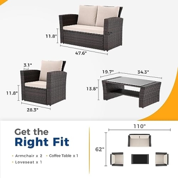 Wisteria Lane Outdoor Patio Furniture Set with Cushions