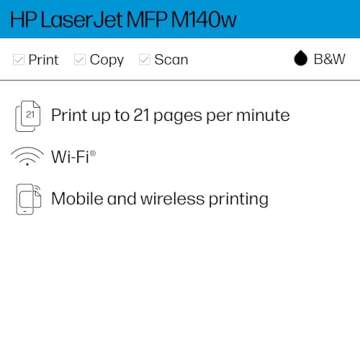 HP LaserJet MFP M140w Wireless Printer, Print, scan, copy, Fast speeds, Easy setup, Mobile printing, Best-for-small teams