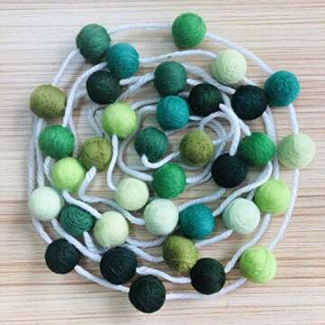 Felt Ball Garland Misscrafts 9.8 Feet 100% Wool Roving Pom Pom Garland 20mm Colorful for Baby Shower...