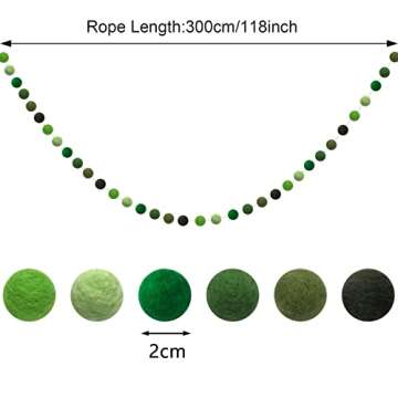 Felt Ball Garland Misscrafts 9.8 Feet 100% Wool Roving Pom Pom Garland 20mm Colorful for Baby Shower Grand Opening Party Festivals Room Decorations
