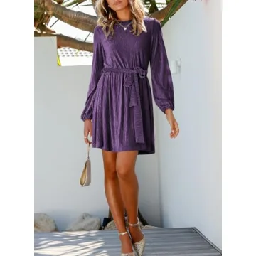 Happy Sailed Women's Long Sleeve Velvet Mini Dress