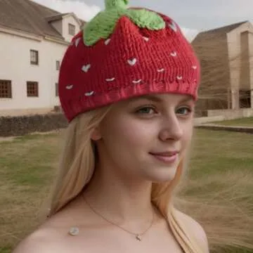 ChZhogYueg Strawberry Crochet Beanie Hat for All Ages