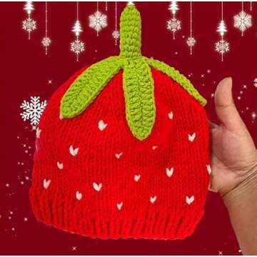 ChZhogYueg Strawberry Crochet Beanie Hat for All Ages