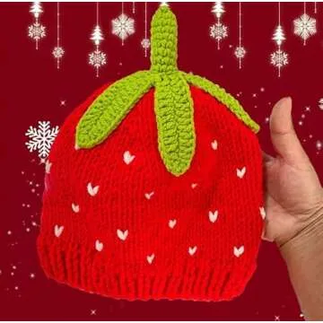 ChZhogYueg Strawberry Crochet Beanie Hat for All Ages