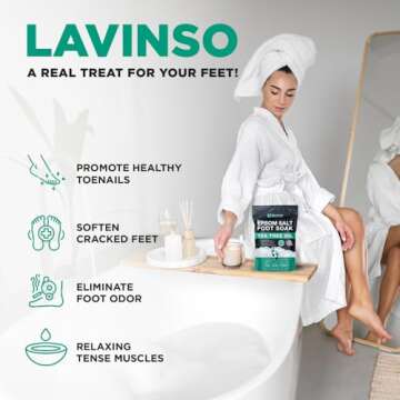 Tea Tree Oil Foot Soak with Epsom Salt - Made in USA - for Toenail Health, Athletes Foot, Stubborn Foot Odor, Softens Calluses & Soothes Sore Tired Feet - 1 LB