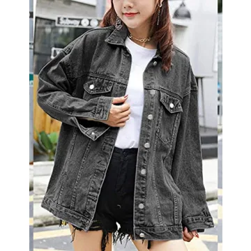 Stylish Omoone Women's Oversized Denim Jacket for Casual Wear