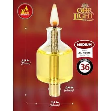Ner Mitzvah Pre - Filled Menorah Oil Cup Candles, Hanukkah Ohr Lights, 100% Olive Oil with Cotton Wick in Glass Cup - Medium (Pack of 36) - Burns Approx, 2 1/2 Hrs
