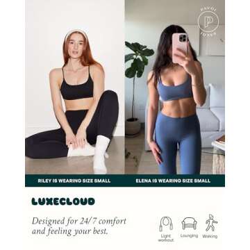 PAVOI ACTIVE LuxeCloud Collection | Women's Lounge Athleisure Low Support Scoop Padded Adjustable St...