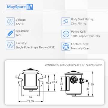 MaySpare Max Transient 200A Trombetta 12V Solenoid Relay 3 Terminal Heavy Duty Winch Marine 24106 SP...
