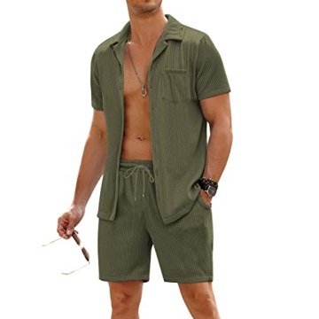Trendy COOFANDY Men's 2 Pieces Shirt Sets - Summer Casual Beach Wear