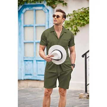 COOFANDY Summer 2 Piece Casual Sets Men for Beach Fashion