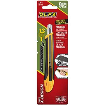 OLFA 9mm Precision Utility Knife (XA-1) - Multi-Purpose Retractable Precision Knife w/Fiberglass Reinforced Handle & Snap-Off Blade
