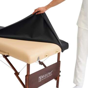 Master Massage Rectangular Universal Fabric Fitted PU Vinyl Leather Ultra-Durable Massage Table Protection Cover-Replacement Cover Protector Black