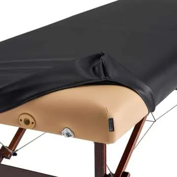 Master Massage Rectangular Universal Fabric Fitted PU Vinyl Leather Ultra-Durable Massage Table Protection Cover-Replacement Cover Protector Black