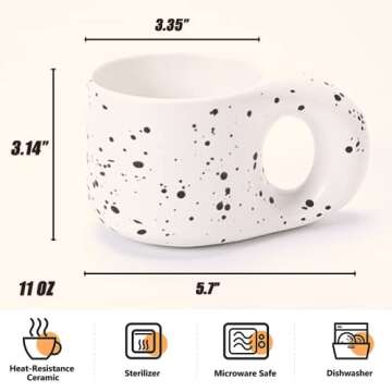 Novelty Ceramic Coffee Mug for Women - White and Black, 11oz Capacity