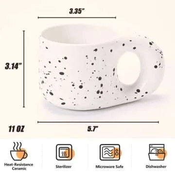 Novelty Ceramic Coffee Mug for Women - White and Black, 11oz Capacity