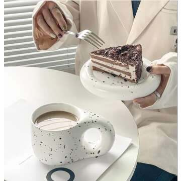 Novelty Ceramic Coffee Mug for Women - White and Black, 11oz Capacity