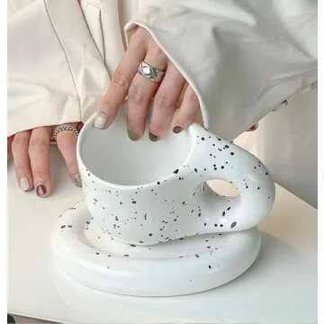 Novelty Ceramic Coffee Mug for Women - White and Black, 11oz Capacity