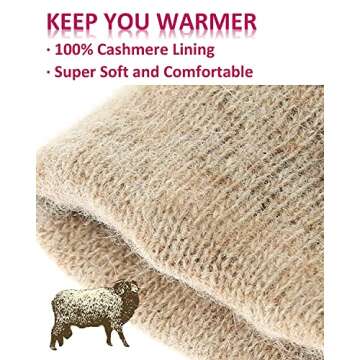 FEIQIAOSH Winter Leather Gloves for Women, Cashmere Lined Touchscreen Gloves for Texting, Premium Soft Sheepskin Warm Glove