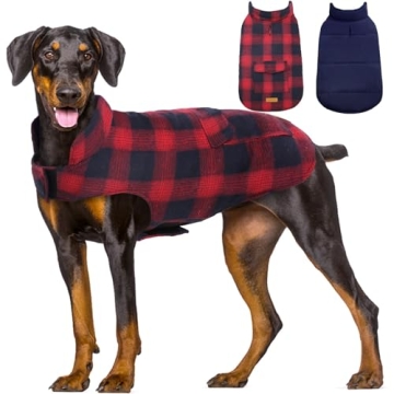 Kuoser Dog Winter Coat, Reversible Dog Jacket, Warm Dog Coat British Style Puppy Cold Weather Coat, ...