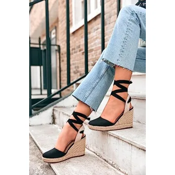 Ermonn Women's Espadrilles Wedge Sandals for Summer Style