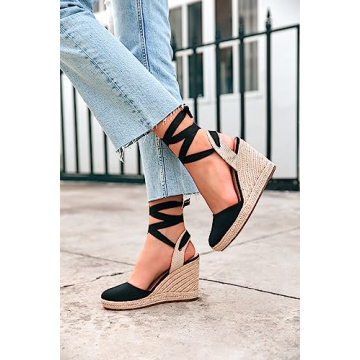 Ermonn Women's Espadrilles Wedge Sandals for Summer Style