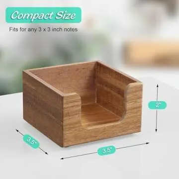 Bivvclaz Sticky Note Holder, Acacia Wood Post It Note Dispenser for Office Desk Accessories, Self Stick Note Pad Holder, Memo Pad Holder Dispenser Organizer for School Office Desk Supplies