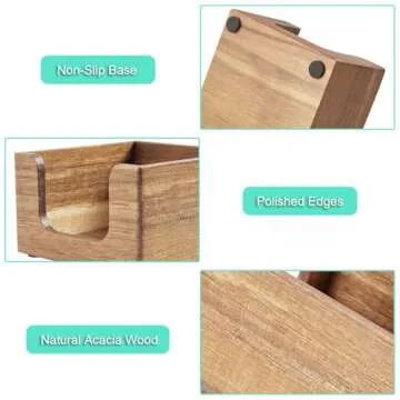 Bivvclaz Sticky Note Holder, Acacia Wood Post It Note Dispenser for Office Desk Accessories, Self Stick Note Pad Holder, Memo Pad Holder Dispenser Organizer for School Office Desk Supplies