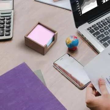 Bivvclaz Sticky Note Holder, Acacia Wood Post It Note Dispenser for Office Desk Accessories, Self Stick Note Pad Holder, Memo Pad Holder Dispenser Organizer for School Office Desk Supplies