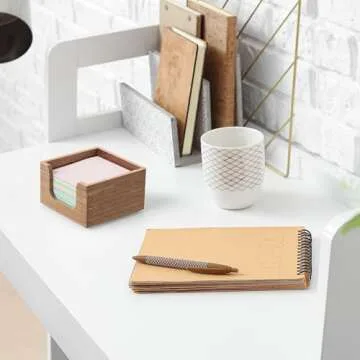 Bivvclaz Sticky Note Holder, Acacia Wood Post It Note Dispenser for Office Desk Accessories, Self Stick Note Pad Holder, Memo Pad Holder Dispenser Organizer for School Office Desk Supplies