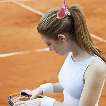 Curasa 6 Pack Bunny Hair Scrunchies Velvet Bobbles Elastic Hair Bands Rabbit Ear Women's Velvet Scrunchy