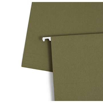 Blue Summit Supplies 25 Hanging File Folders, Reinforced Hanging Folders, Standard File Folders for Filing Cabinet, Letter Size, Green, 25 Pack