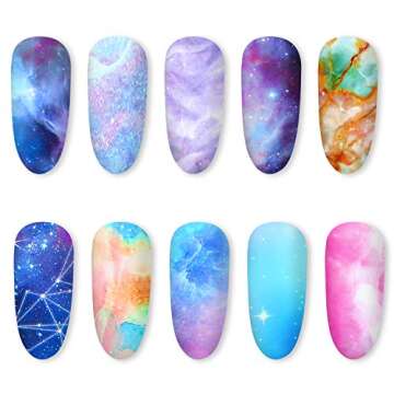 10 Sheets Fashion Art Nail Foil Transfer Stickers, Nail Decals Transfer Foil Box, DIY Decoration for Women and Kids, 10 Colors (Star Sky Patterns)