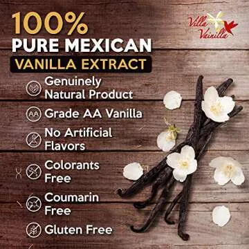 Villa Vainilla Pure Vanilla Extract Premium Concentrated Vanilla, Real, Natural, Gourmet Vanilla Flavor from Mexico (4.2 Fl Oz (Pure Vanilla Extract))