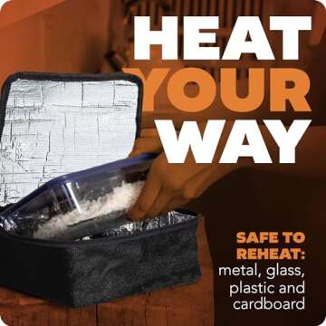 HOTLOGIC Mini Portable Electric Lunch Box Food Heater - Food Warmer and Heated Lunch Box for Adults Car/Home - Cook, Reheat, and Keep Your Food Warm - BLACK - 12V