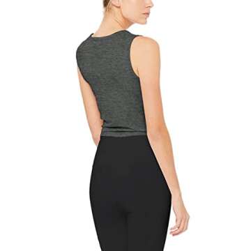 Bestisun Cropped Tops Workout Yoga Shirts Twist Front Athletic Wear Muscle Tank for Women Heather Gr...