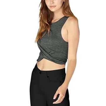 Bestisun Cropped Tops Workout Yoga Shirts Twist Front Athletic Wear Muscle Tank for Women Heather Gray XS