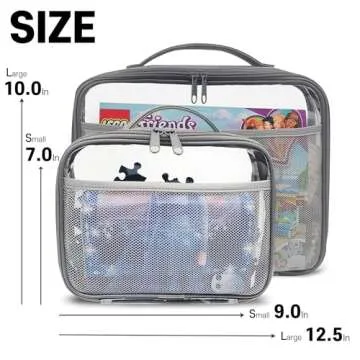 holay 4 Packs PVC Zippered Blocks Set, Toy, Clay, Board game Storage Organizer Case (Name Tag, Manual Pocket) (Gray, Large)