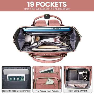 LOVEVOOK Laptop Backpack for Women Teacher Backpack Nurse Bag,Work Bag Backpack Purse Bag Anti-Theft Travel Backpack with USB Charging Port,14 Inch Backpack for College Business Casual