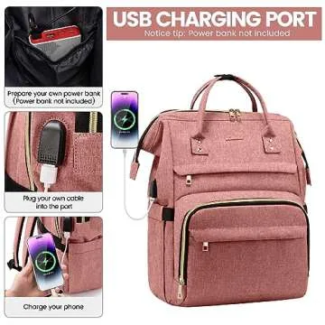 LOVEVOOK Laptop Backpack for Women with USB Charging Port