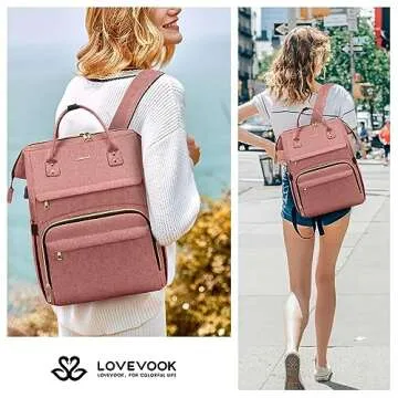 LOVEVOOK Laptop Backpack for Women with USB Charging Port