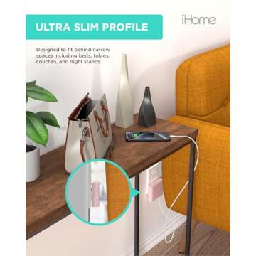 iHome Slim USB Wall Charger: AC Pro Multiport USB Plug Adapter & Phone Charging Block, 4 USB Plugs for Wall Outlet, Flat 4 Port Charger & Adapter