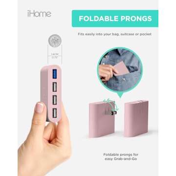 iHome Slim USB Wall Charger: AC Pro Multiport USB Plug Adapter & Phone Charging Block, 4 USB Plugs for Wall Outlet, Flat 4 Port Charger & Adapter