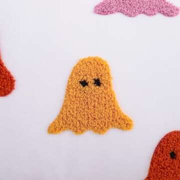 Tosleo Halloween Pillow Covers 12x20 inch Set of 2 Multicolour Ghosts Happy Halloween Pillows White Throw Pillow Cover Velvet Soft Cushion Case for Home Sofa Couch Indoor Outdoor Fall Decor