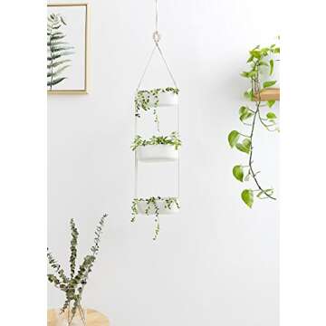 Mkono Hanging Wall Planter for Indoor Flower Plants, Ceramic Pots for Succulent Herb Air Faux Plant ...