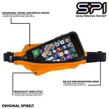 SPIbelt Original Pocket Running Belt for Women Men, Phone Holder for Running, Running Fanny Pack, Holder for Phone,Running Waist Pack,Pouch Expands, Adjustable, Rave/Black Zipper