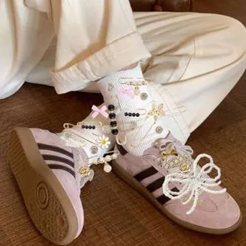 BIIQAKOO Shoe Charms for Sneaker Fashion Charms for Socks Junk Socks Charms Safety Pins Brooches and Pins for Women Jewelry Charms Kit Suitable for Christmas Gifts