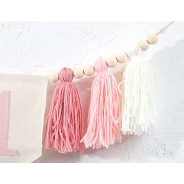 1st Birthday High Chair Banner,Pink Tassel Theme Banner For Girl,1st Birthday Photo Backdrop,Wall Hangings Decorative for Kids Bedroom Nursery Party Holiday Classroom Decoration (pink)